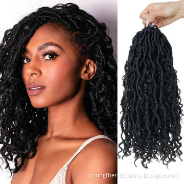 14 18 Inch Curly Faux River Locs Crochet Hair Extensions  Locs Crochet Goddess Faux Locs Braid